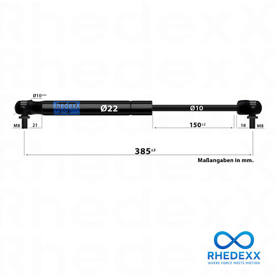 Gasdruckfeder 115mm-585mm 50N-1150N RhedexX Gasdruckdämpfer M6-M8 Winkelgelenke