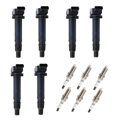 6 pack Ignition Coils + Spark Plugs For Toyota 4Runner Tacoma Tundra UF495 4506