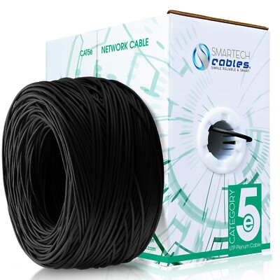 Cat5e 1000ft Plenum CMP Cable UTP Bulk Ethernet 350MHz 24AWG LAN Wire Blue White
