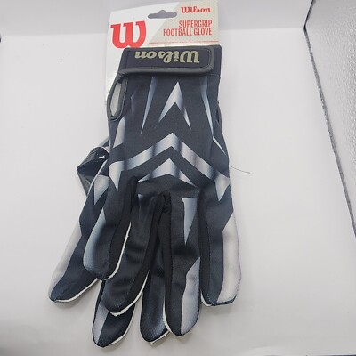 Wilson Football Receiver Gloves Super Grip Adult Size Large Black White SFIA