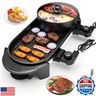 2 in 1 Electric Grill Hot Pot,Multifunctional Smokeless Grill Indoor Teppanyaki Grill/Shabu Pot with Divider-Separate Dual Temperature Contral,hot pot with grill for 2-12 People,110V