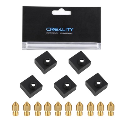 Creality Original 10pcs 0.4mm Nozzle with 5pcs Silicone Sock for Ender 3/Ende...