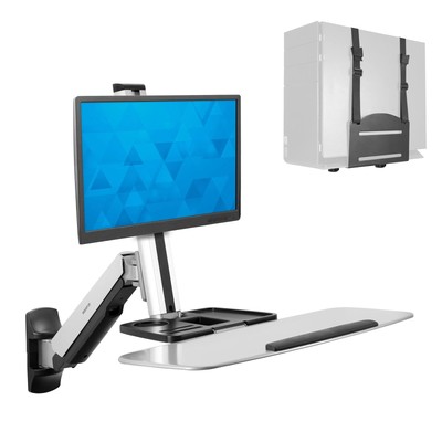 Mount-It! Sit Stand Wall Mount Workstation | Adjustable Height Stand Up Computer