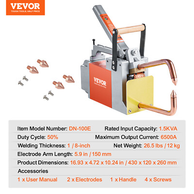 VEVOR Portable Spot Welder 1/8-inch Thick Spot Welder with 1.5KVA Input Capacity