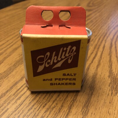 Vintage Schlitz Miniature Beer Can Salt & Pepper Shakers w/ Box ~