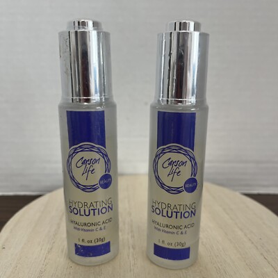 CARSON LIFE HYDRATING SOLUTION HYALURONIC ACID WITH VITAMIN C & E 1 OZ ~Lot Of 2
