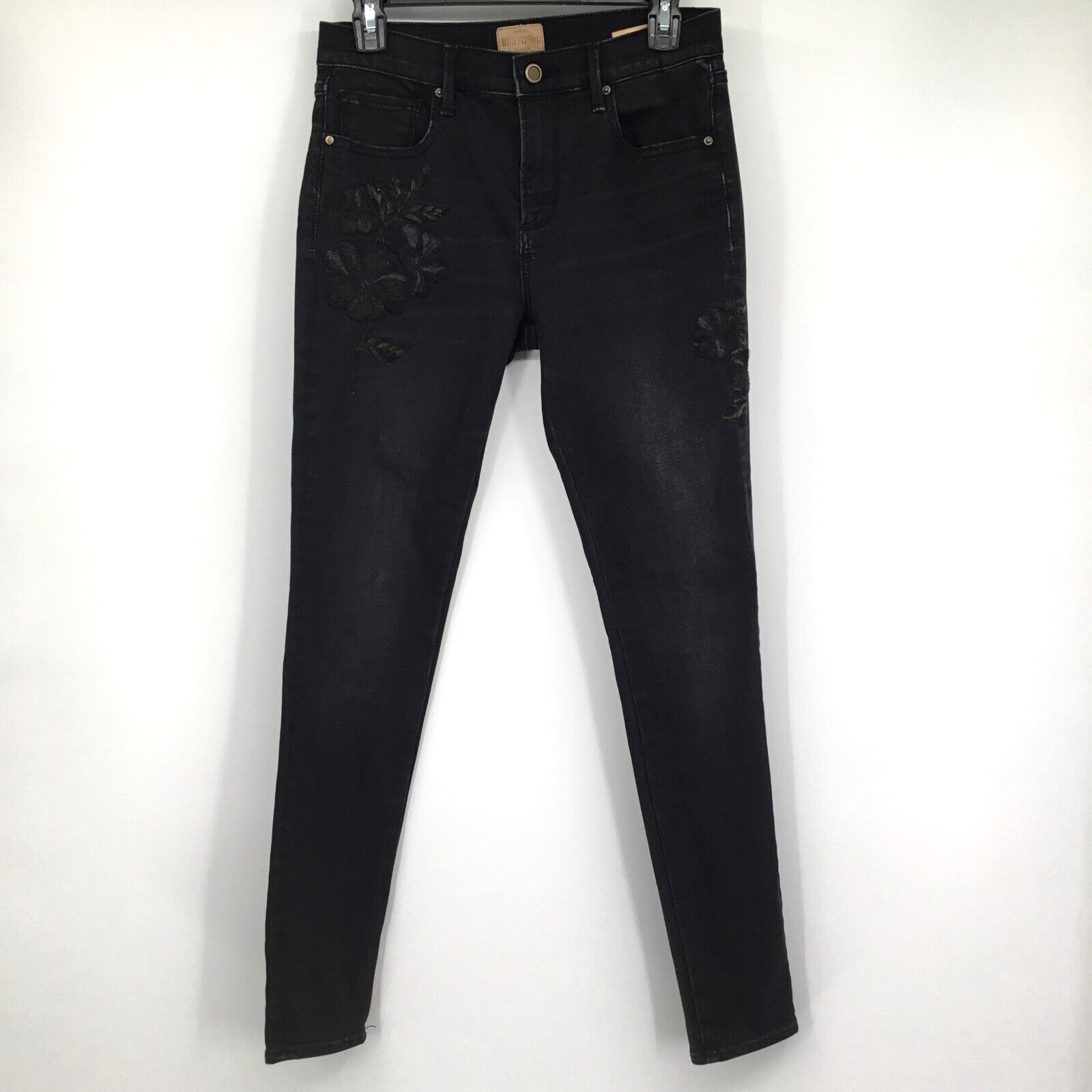 Driftwood womens Jackie black floral embroidered jeans Size Driftwood womens Jackie black floral embroidered jeans Size