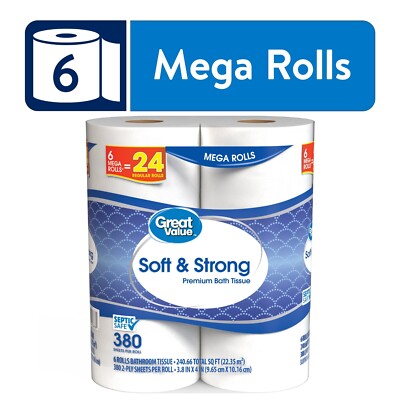 Great Value Soft & Strong Premium Toilet Paper Mega Rolls (Select Type & Rolls)