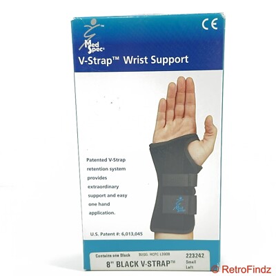 MED SPEC 223242 Wrist 8'' V-Strap Small Left Wrist Support Black - New