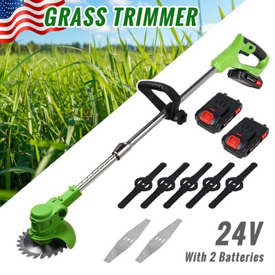 24V Cordless Yard Grass Trimmer Electric Trimmer Lawn Cutter Mower Weed Machine