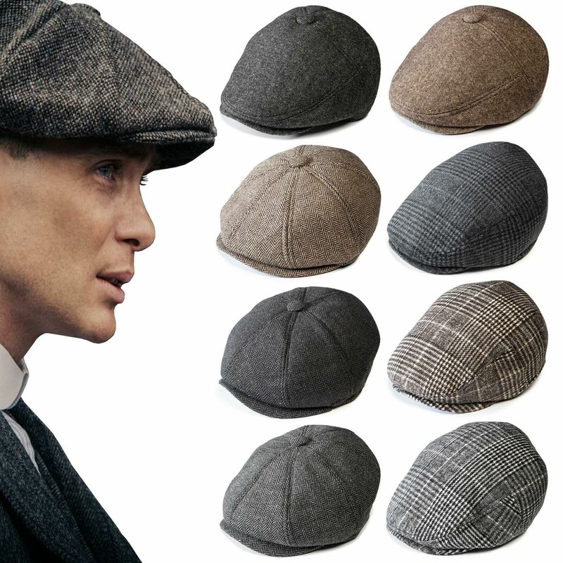 herringbone baker boy hat