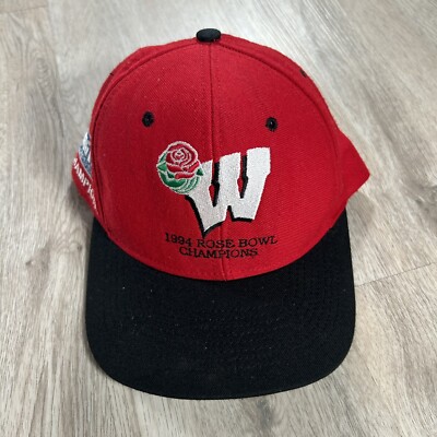 Vintage 1994 Wisconsin Badgers Hat Snapback Football Nutmeg Rose Bowl Red Wool