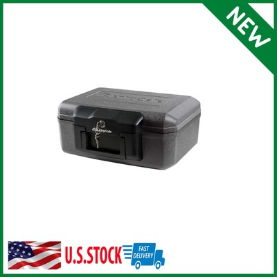 SentrySafe Fireproof Money Safe with Key Lock, Black Lock Box with Portable Carr
