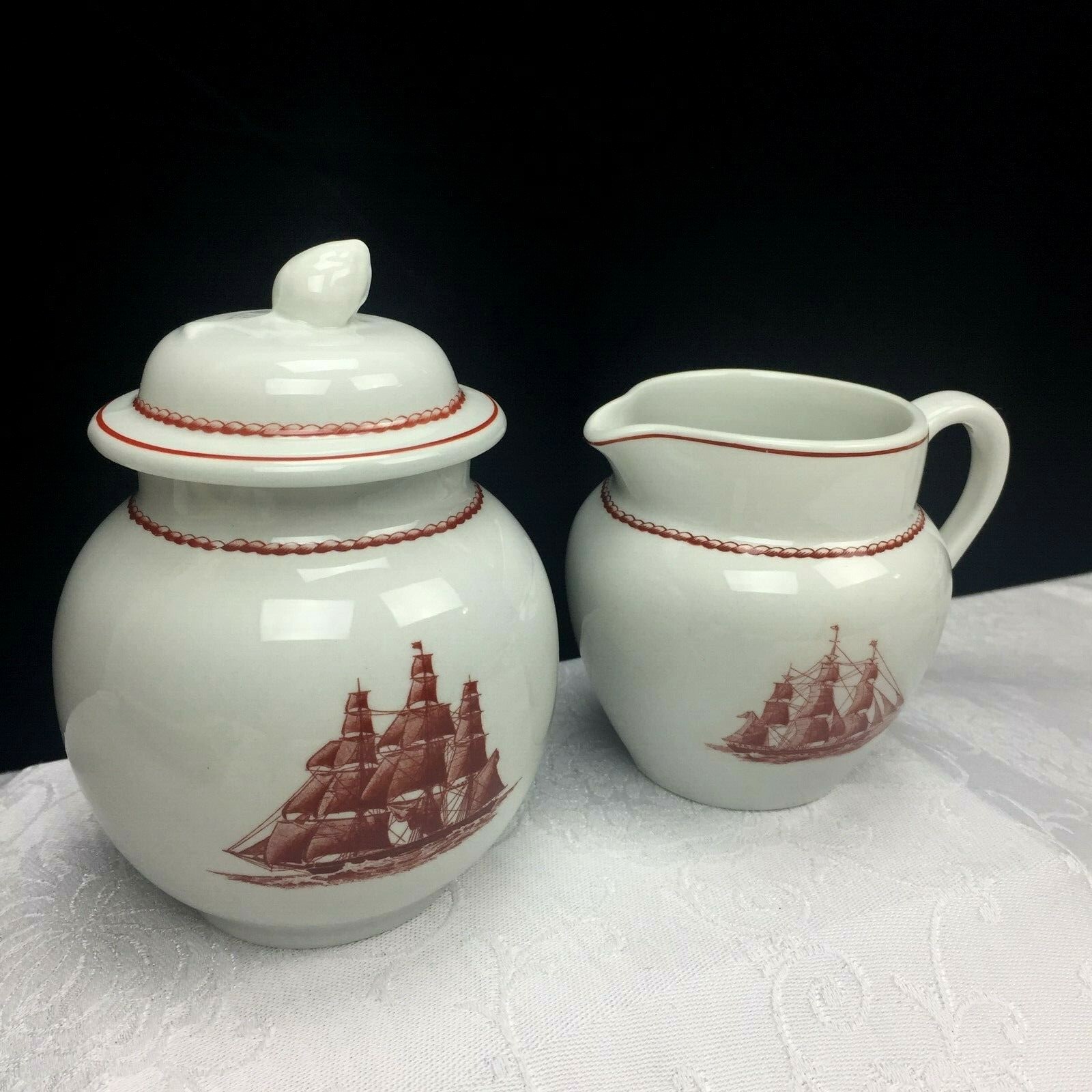 Wedgwood Flying Cloud Rust Creamer & Sugar Bowl Set Vintage