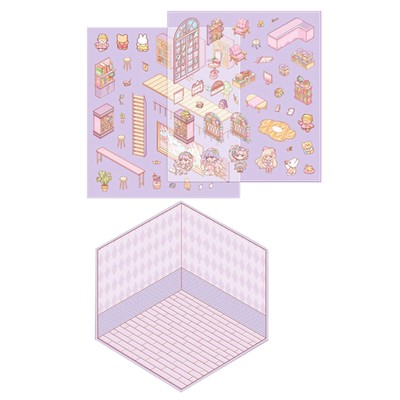 House Stickers Cute Cartoon Scene Sticker Creative 3D Visual Effect House Sticke