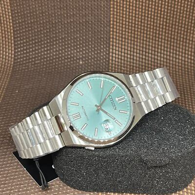 Pre-owned Citizen Tsuyosa Nj0151-88m Automatic Turquoise Analog Sapphire Glass Men's Watch