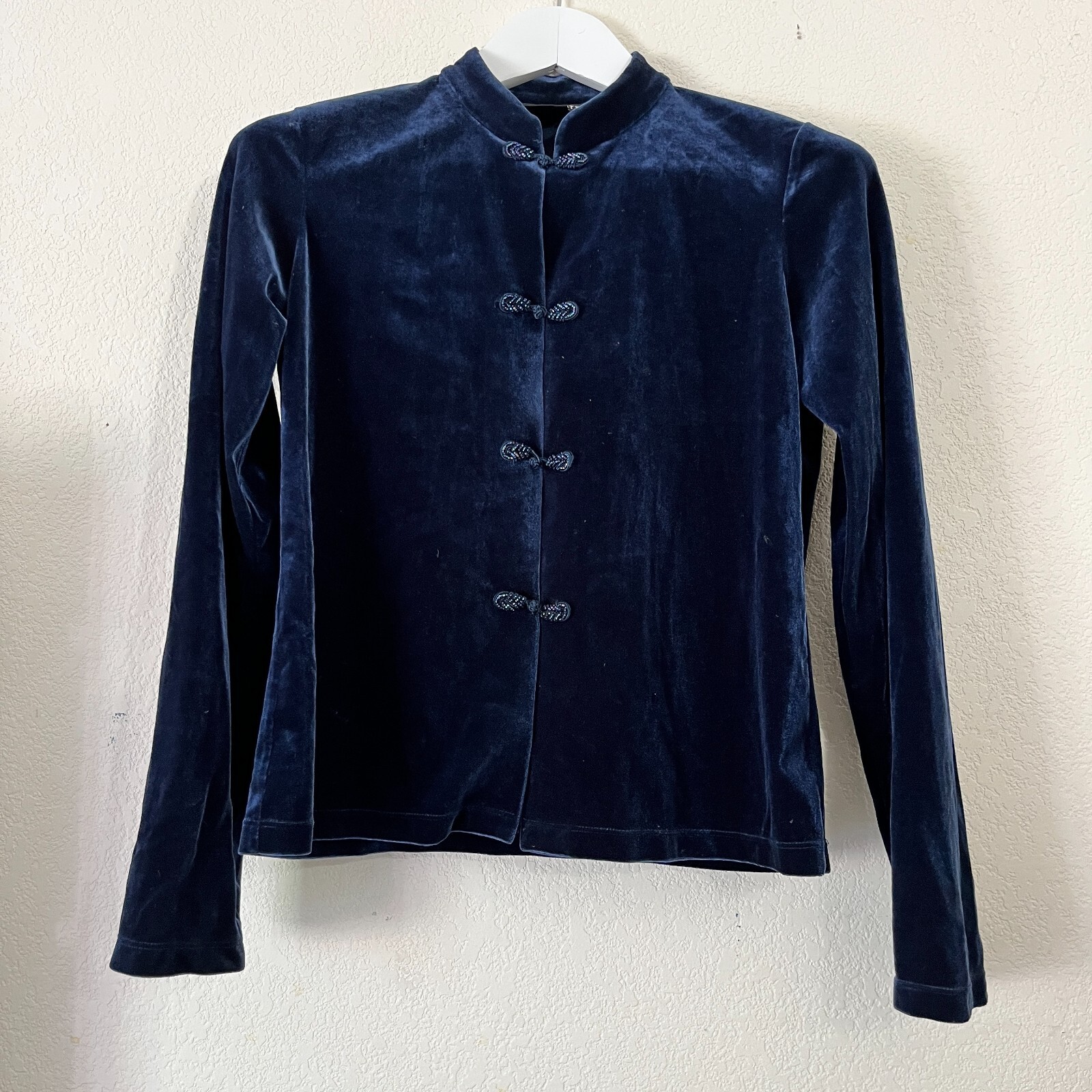 Vintage Caroline Little Velvet Mandarin Jacket Frog Button