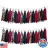 AimtoHome Tassel Garland Tissue Paper Tassel Banner,Tassels Party Decorations for Wedding,Birthday,Bridal/Baby Shower,Pack of 15 (Burgundy/Black/Silver)