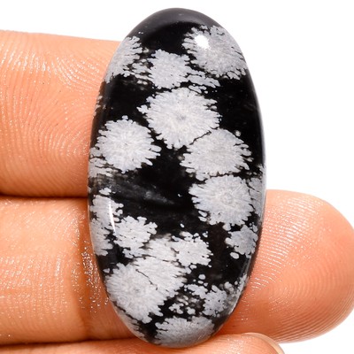 Natural Snowflake Obsidian Oval Shape Cabochon Gemstone 21 Ct 30X16X6 mm A-19068