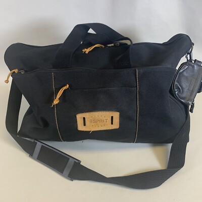 Vintage 90s Esprit Duffel/Tote Rough And Ready Black W/leather pouch