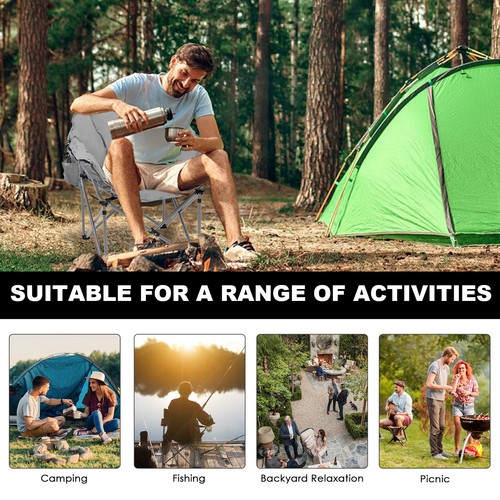 NAIZEA Oversized Camping Chair, Portable Folding Chairs Lounge with Side Pocket