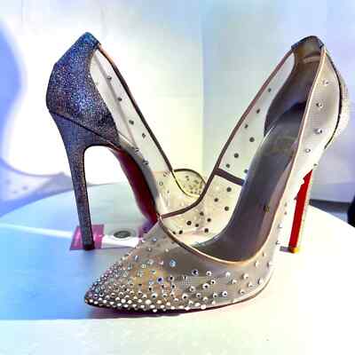 Christian Louboutin Sparkle & Crystal Red Bottom Heels 38 1