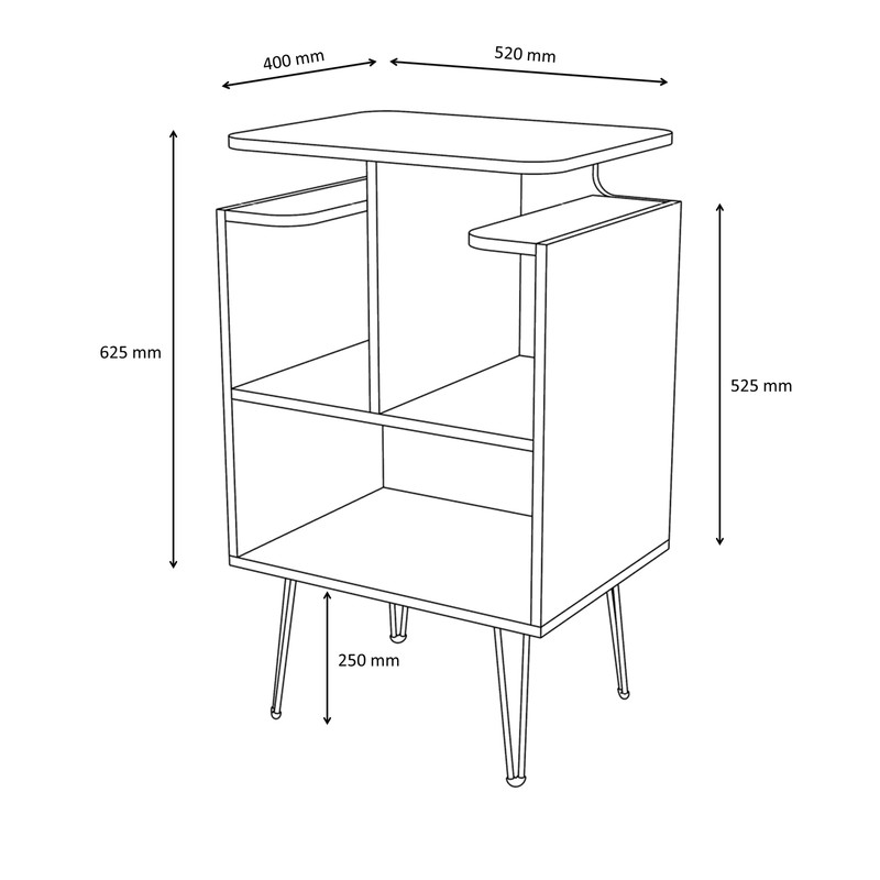 Record Player Stand Storage Rack Vinyl Turntable Cabinet Nightstand Shelf Table