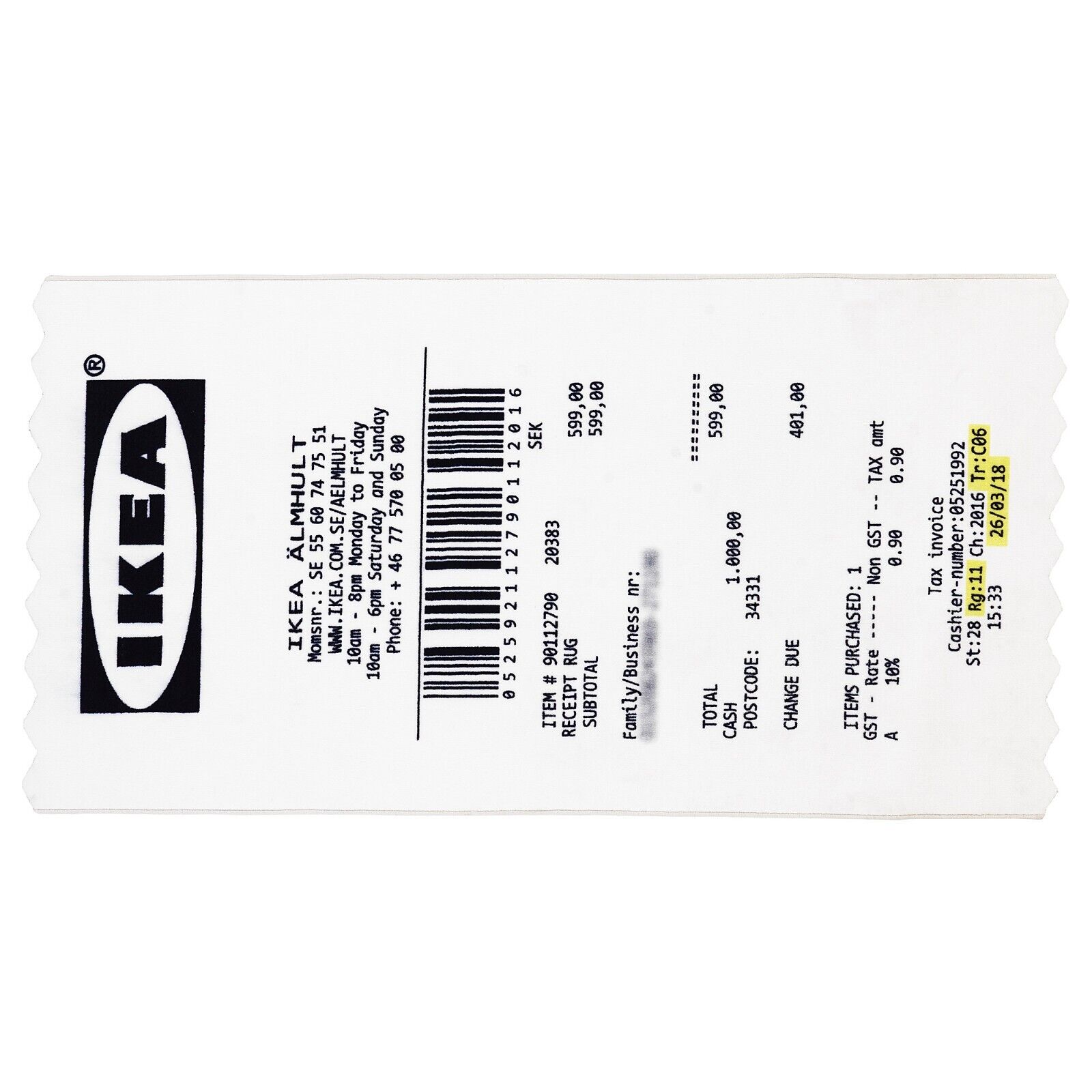 IKEA x Virgil Abloh MARKERAD Receipt Rug Off White | eBay IKEA x Virgil Abloh MARKERAD Receipt Rug Off White | eBay