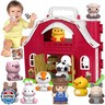 KMUYSL Toys for 1 2 3 Years Old Boys Girls, Big Red Barn Farm Animal Playset for Boys Girls, Learning Montessori Toys, Christmas Birthday Easter Gift for Baby Kids Toddlers Age 12-18 Months