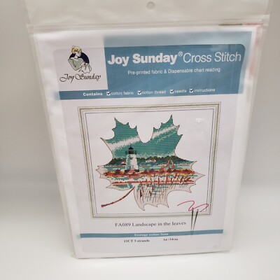 New Joy Sunday Cross Stitch Kit FA089 Lighthouse Landscape in the Leaves 13x13''