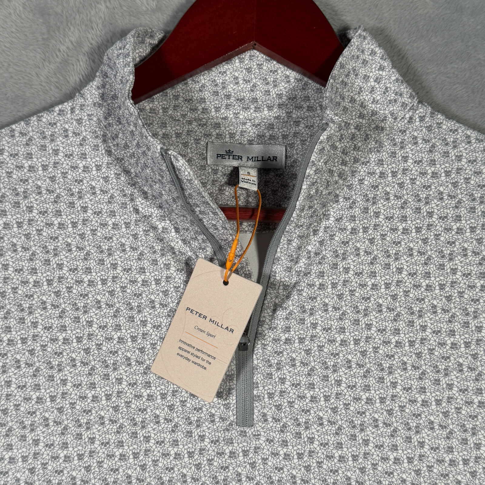 Peter Millar 1/4 Zip Mens Small White Knock Out Performance
