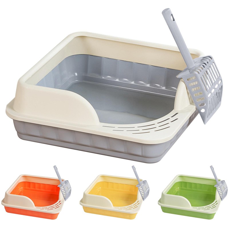 Semi Enclosed Sifting Litter Box With High Sides Detachable
