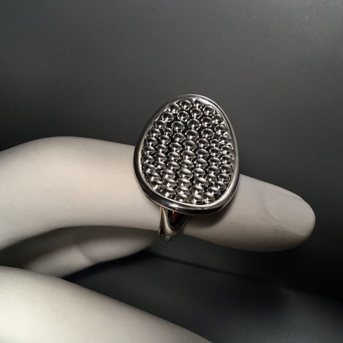 Pre-owned Lagos Sterling Silver Bold Caviar Beaded Statement Ring - Size 7