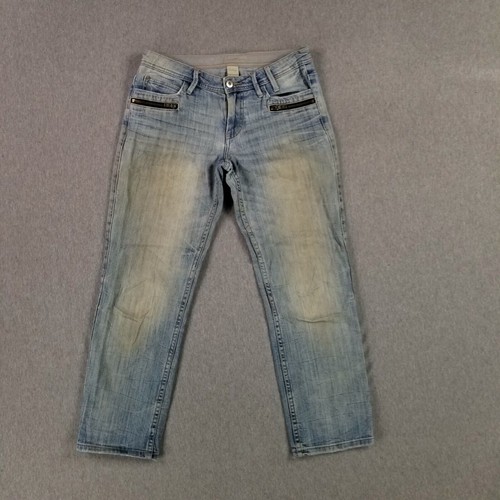 VINTAGE Wrap Jeans Size 4 Boyfriend Crop Slouchy Retro Faded Wash Cute Current