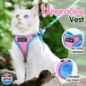 Dooradar Cat Harness and Leash Set, Escape Proof Lightweight Kitten Harness, Soft Breathable Reflective Vest for Outdoor Walking Traveling, Adjustable for Large Cats, Pink and Blue, L