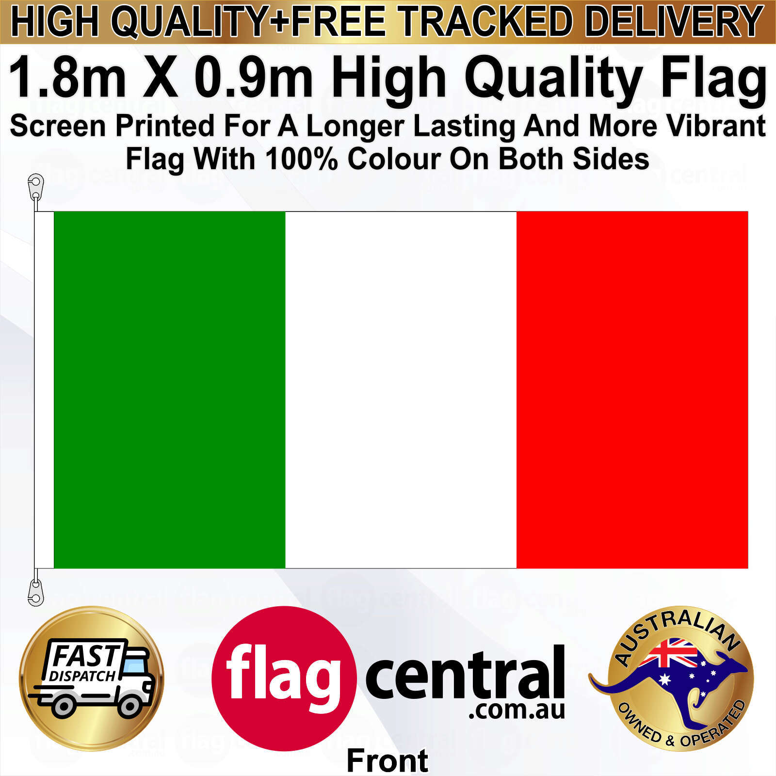Italian National Flag - Green, White, and Red 1.8m x 0.9m
