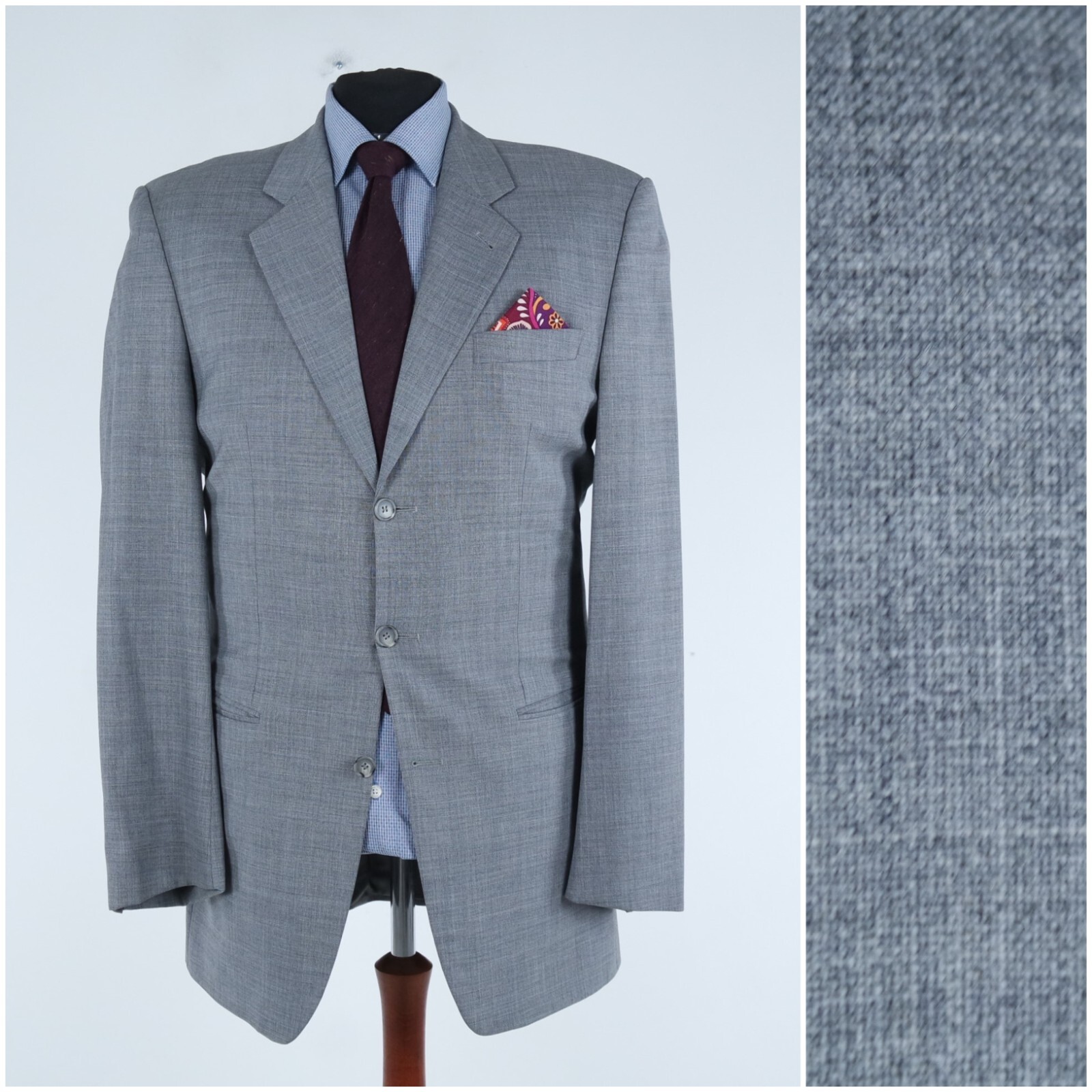 Mens Blazer 42L UK Size DOLZER Grey Sport Coat Wool Jacket