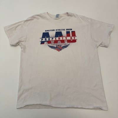 Delta Pro Weight AAU Amateur Athletic Union White Cotton Graphic T-Shirt Mens L
