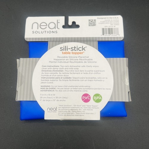 Neat Solutions Reusable Non-Slip Sili-Stick Child Kids Table Mat Topper- Blue