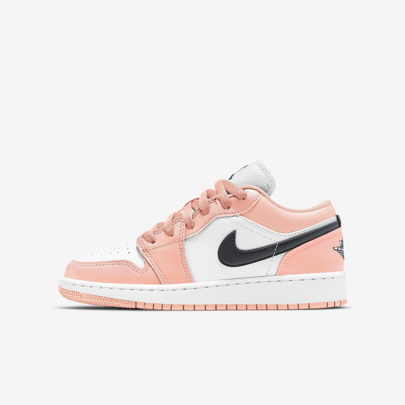 

Кроссовки Nike Air Jordan 1 Low Light Arctic Pink GS 553560-800, Light arctic pink/white-black, Air Jordan 1 Low