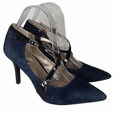 Alfani Trudiee Pointed Toe Suede Blue Heels Womens Shoe Size 8