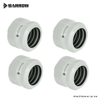 4 Pcs Barrow G1/4'' Compression Fitting For 16mm OD Rigid Tube TYKN-K16 V4 White
