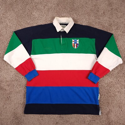 Vtg Lansdowne FIR Rugby Shirt XL Stripe Crest Distressed Ireland Padded *Read