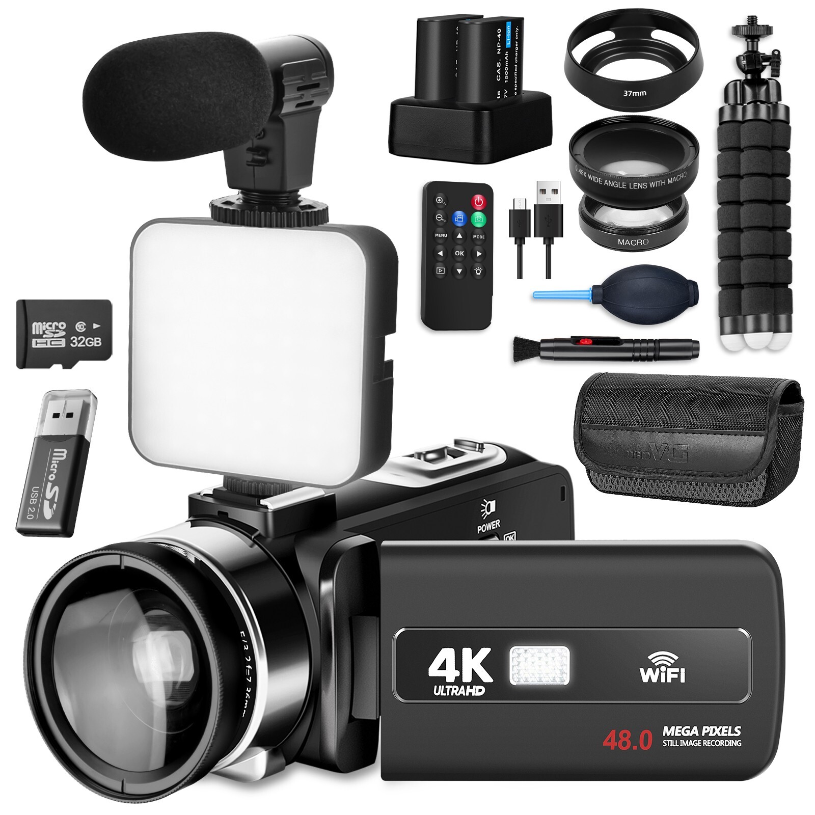4k Wifi 48mp Vlogging Camera For Youtube With Microphone