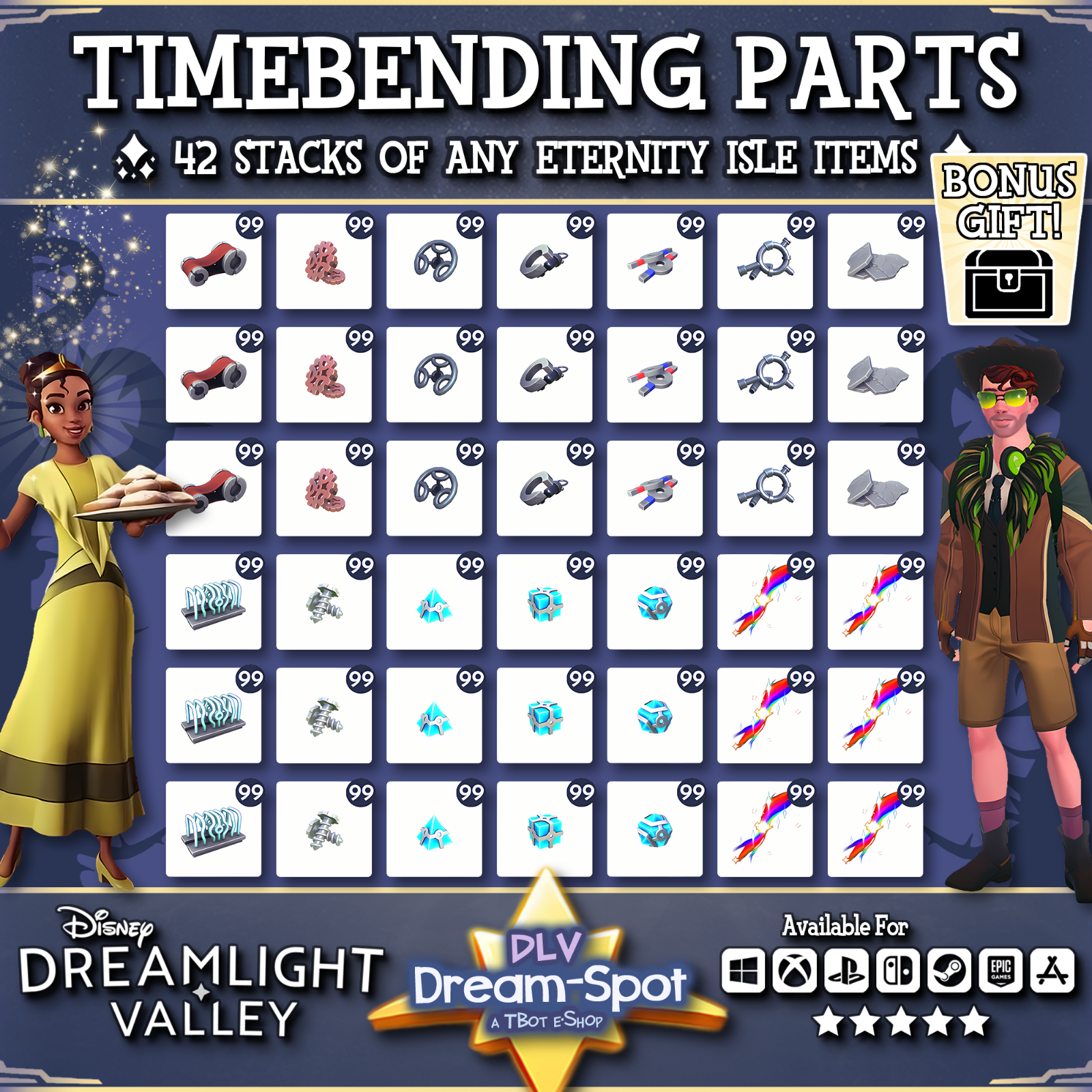 🌎 Disney Dreamlight Valley 💎42 Stacks of Timebending Parts 💎+Extra Items 🌎