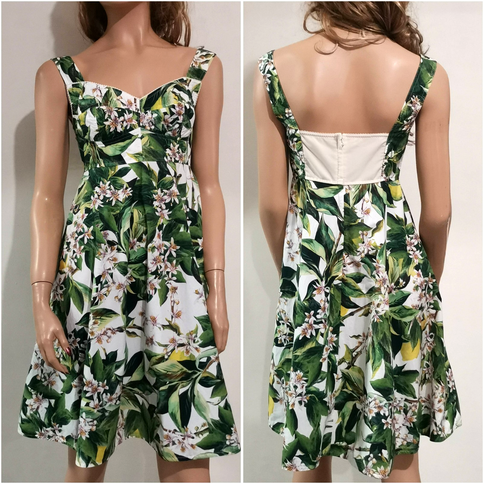 Dolce & Gabbana Bustier Cotton Floral Orange Blossom Designer Dress IT42