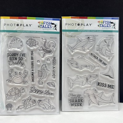 Photoplay FISH TALES Ocean Shark Sea Turtle Crab Rubber Stamps Lot