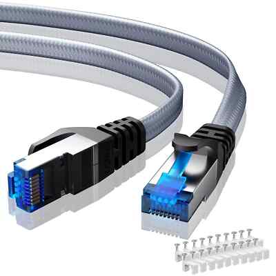 BUSOHE Cat 8 LAN Kabel 10M, 40Gbps 2000MHz Ethernet Kabel Netzwerkkabel, Flac...