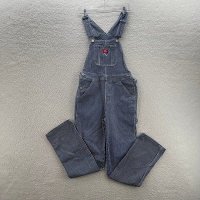 Dickies Overalls Womens Small Blue White Hickory Stripe Bib Railroad Workwear