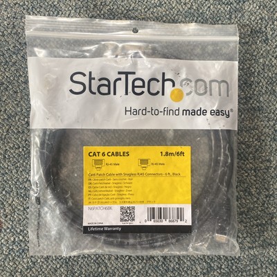 StarTech.Com CAT6 Ethernet Cable W/Snagless RJ45 Connectors Black 6' N6PATCH6BK